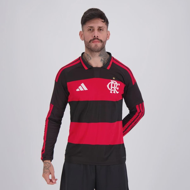 Camisa do Flamengo I 26/27 Manga Longa adidas Masculina - Foto 1