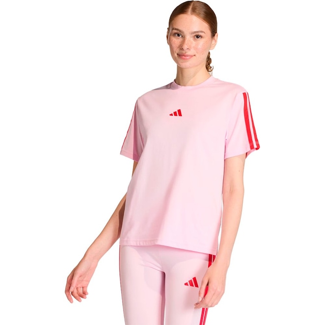 Camiseta Essentials 3 Listras adidas Feminina - Foto 1