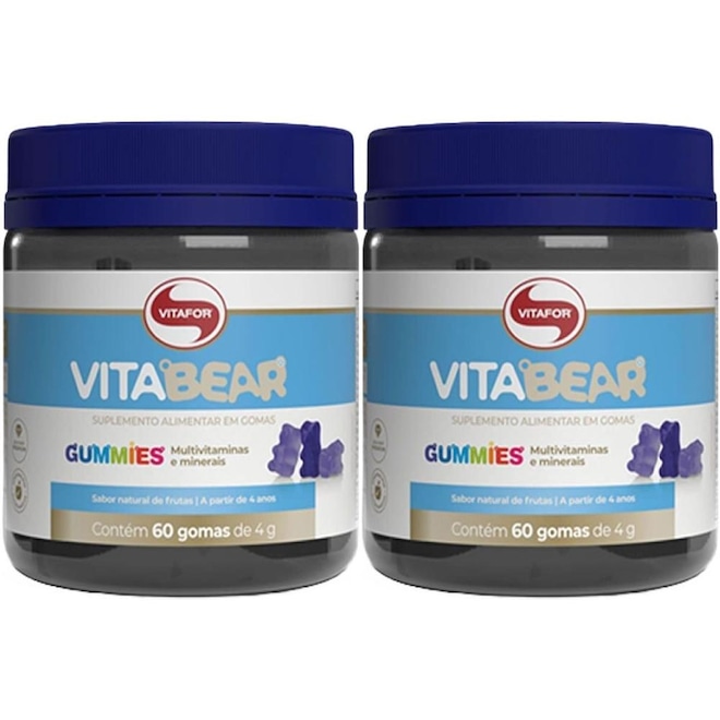 Kit 2X Vitabear - 60 Gomas Sabor Natural de Frutas - Vitafor - Foto 1