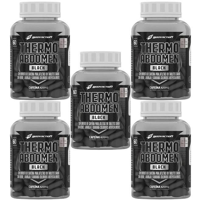 Kit 5X Thermo Abdomen Black - 60 Comprimidos - BodyAction - Foto 1
