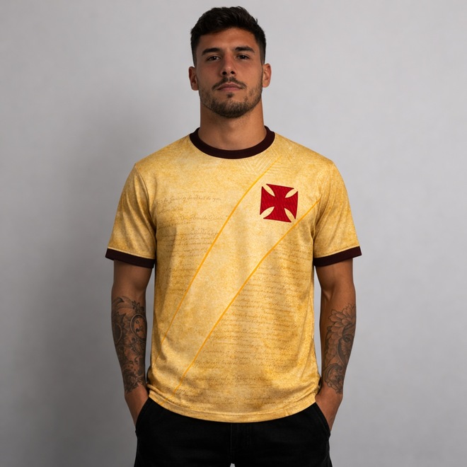 Camisa do Vasco da Gama Retrô Libertadores 98 Epic Bege Hyperbole - Masculina - Foto 1