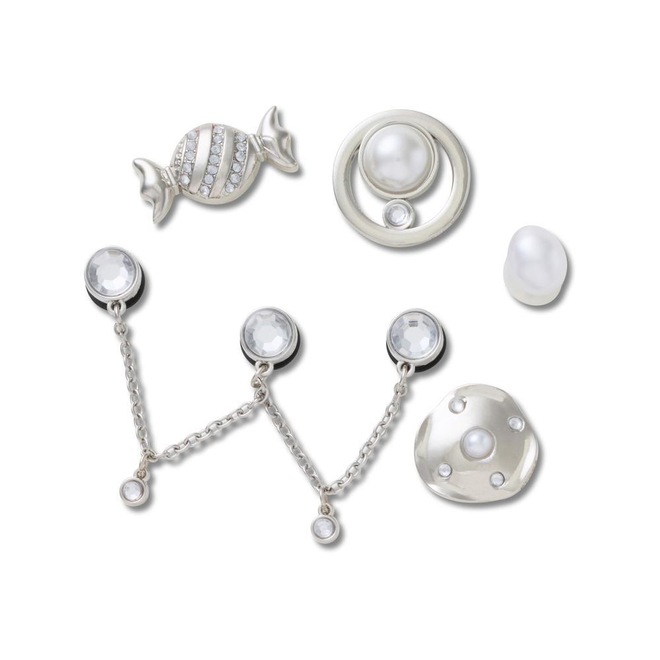 Jibbitz™ Crocs Prata e Pérola Pack com 5 Peças - Foto 1