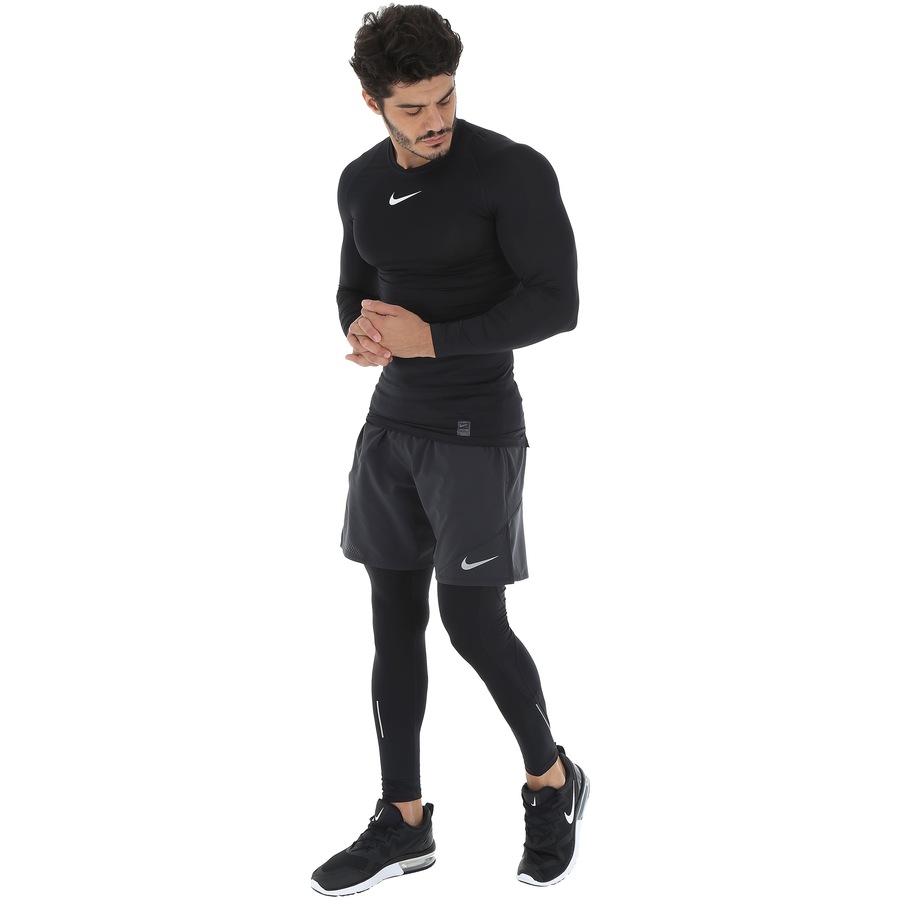camiseta compressão nike pro manga longa masculina