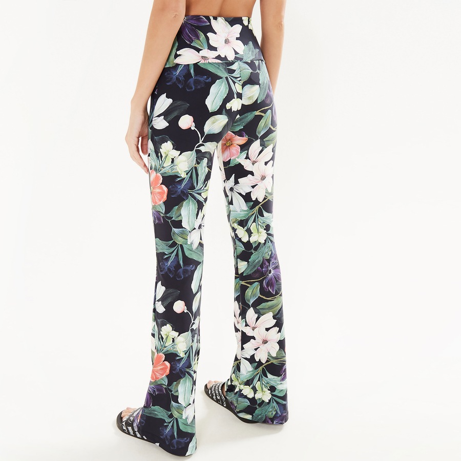 calça flare floral