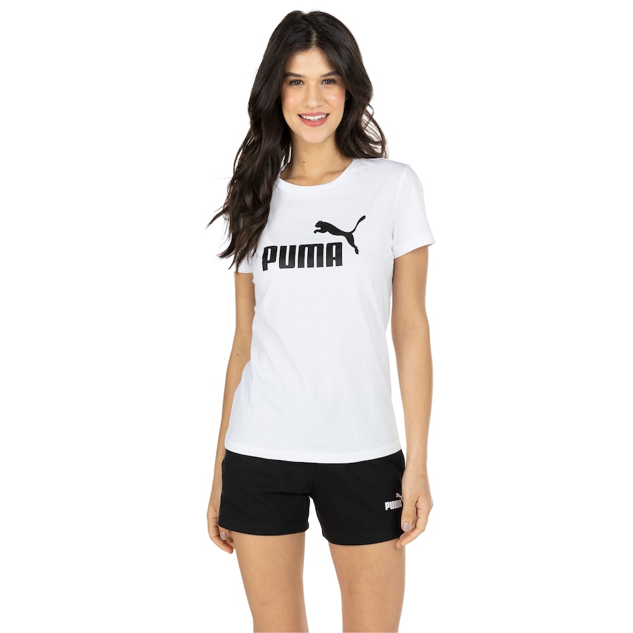 Camiseta Puma Manga Curta Essentials Logo - Feminina