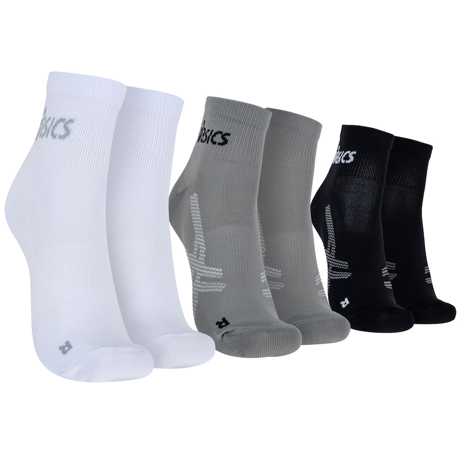 Kit de Meias ASICS Lic Cano Curto Quarter com 3 Pares - Adulto - Centauro