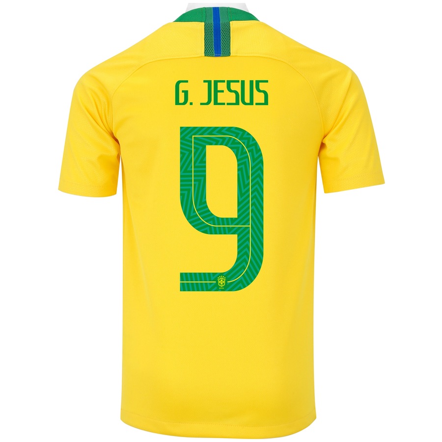operator Contributor mercy Camisa da Seleção Brasileira I 2018 Nike nº 9 Gabriel Jesus - Juvenil