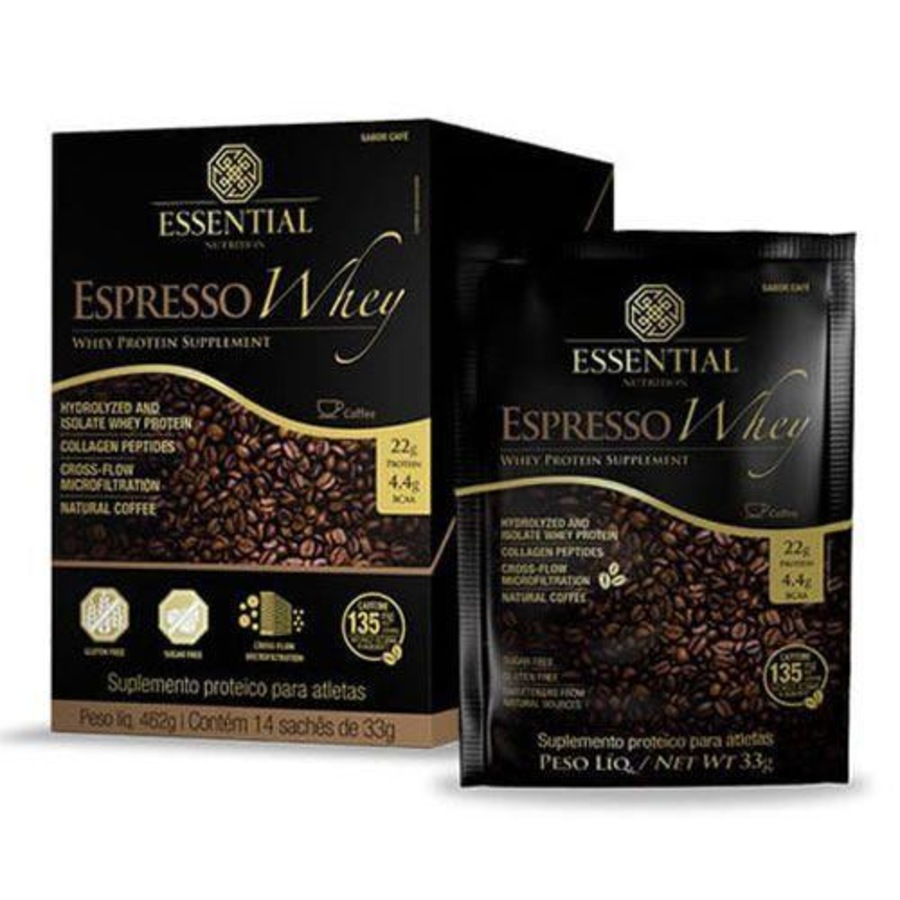 Whey Protein Essential Nutrition Espresso Whey Café Caixa com 14 Sachês de 33g Cada Centauro