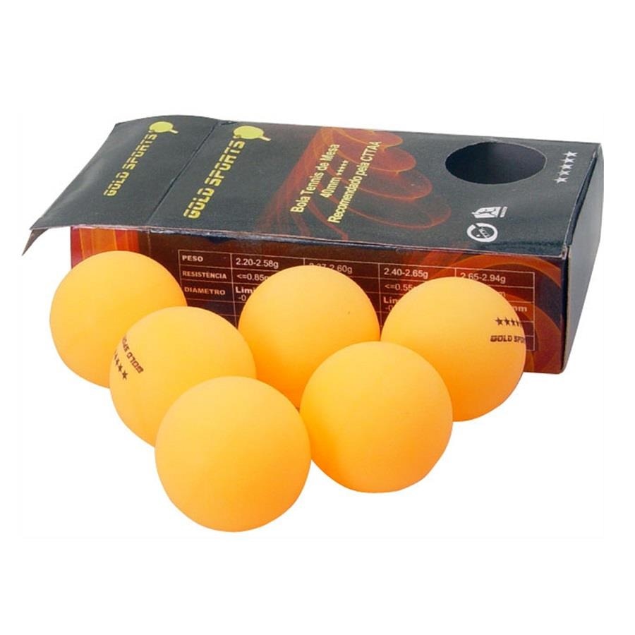 Kit 6 Bolas Tênis de Mesa Gold Sports 5 Star Centauro Kit 6 Bolas Tênis de Mesa Gold Sports 5 Star Centauro