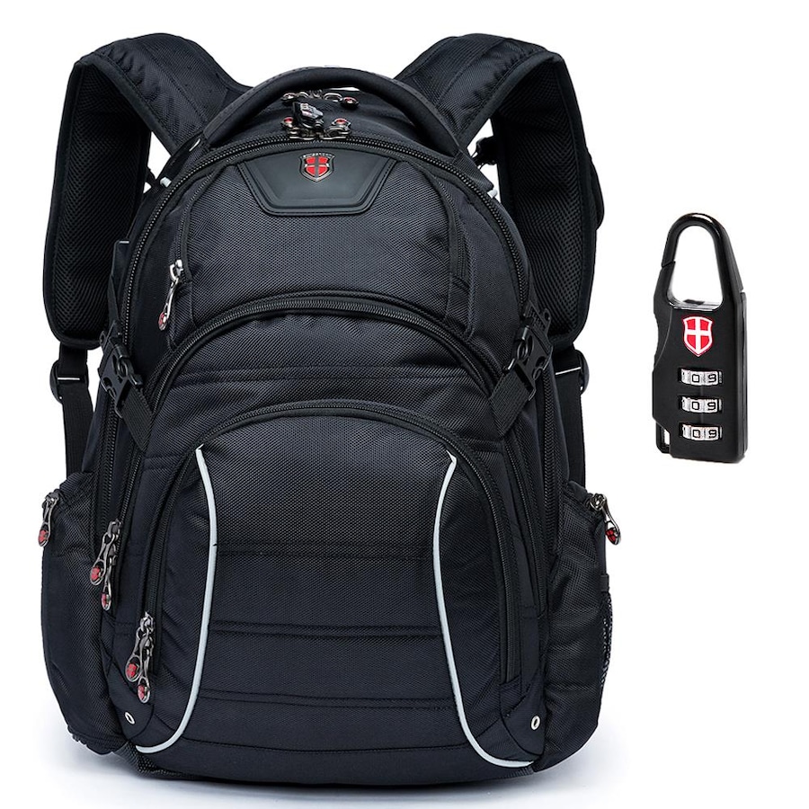 - Mochila SWISSPORT, tecidos 100% poliéster 1680D de alta resistência 
- Tecido impermeável, suportando uma certa quantidade de água, como leves chuvas e respingos de água
- Puxadores e Logo em metal
- Etiquetas e forro personalizados
- Alças ergonômicas e reguláveis
- Alça de mão emborrachada
- Costas e alças com espumas
- Passador para carrinhos e malas de viagem.
- Reforços nas alças
- Bolso frontal e divisórias internas
- Bolso interno em neopreme e detalhes em borracha
- Bolsos laterias com zíper e tela 
- Proteção do zíper impermeável 
- Adaptador USB para carregador móvel
- Possui suporte para chaves
- Elástico interno em formato de "X", para prender materiais ou notebook
- Compartimento para óculos e encaixe na alça
- Compartimento para Ipad em neopreme.
- Compartimento para Notebook de até 17 polegadas
- Compartimento para moedas, objetos de pequeno porte
- Almofadado na parte traseira das costas
- Acompanha cadeado exclusivo para mochila com instruções para mudança de segredo
- Acompanha cabo USB
- Mochila autêntica, original e resistente

Características: 
SKU: SWA2002Z_01A_000_U
EAN: 7899920847917
Modelo: HIGHTECH
Marca: SWISSPORT
Material: Tecidos 100% poliéster 1680D
Cor: Preto
Compartimento para Notebook “17” polegadas.
Medição (A*L*P): 48x27x19 cm
Peso: 1,418 kg /
Capacidade: 30 Litros

3 Meses de Garantia Contra Defeito de Fabricação