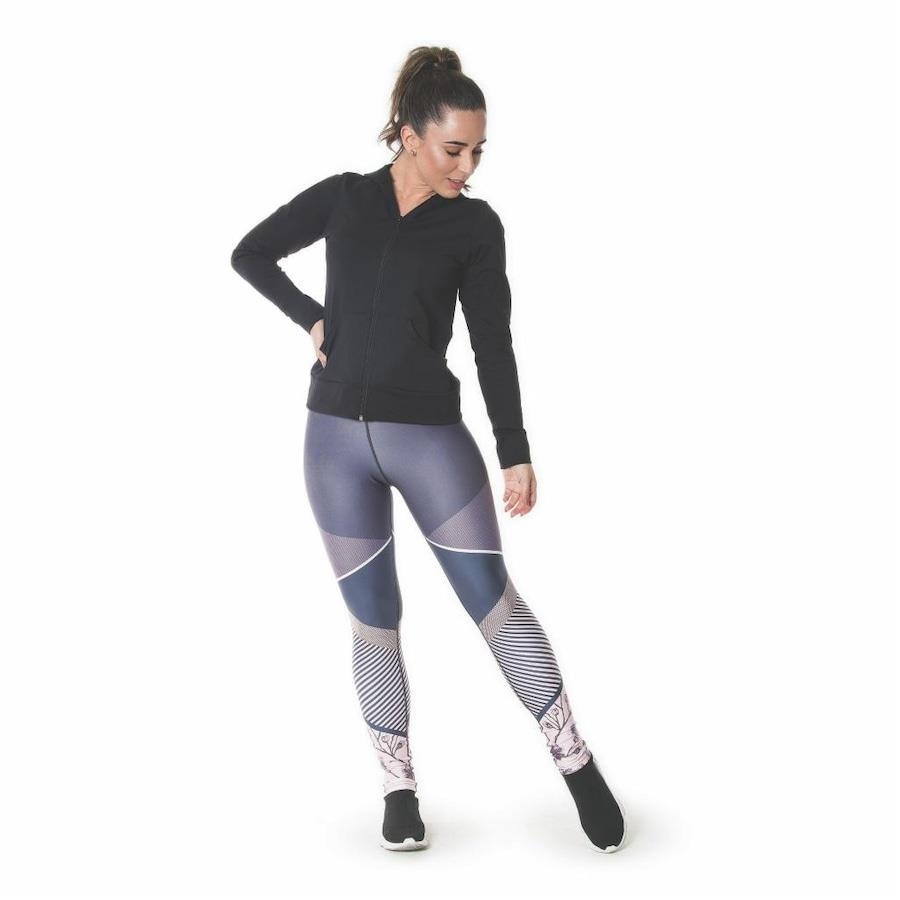 Conjunto Fitness Aqua Sul Shine: Calça Legging + Jaqueta - Feminino