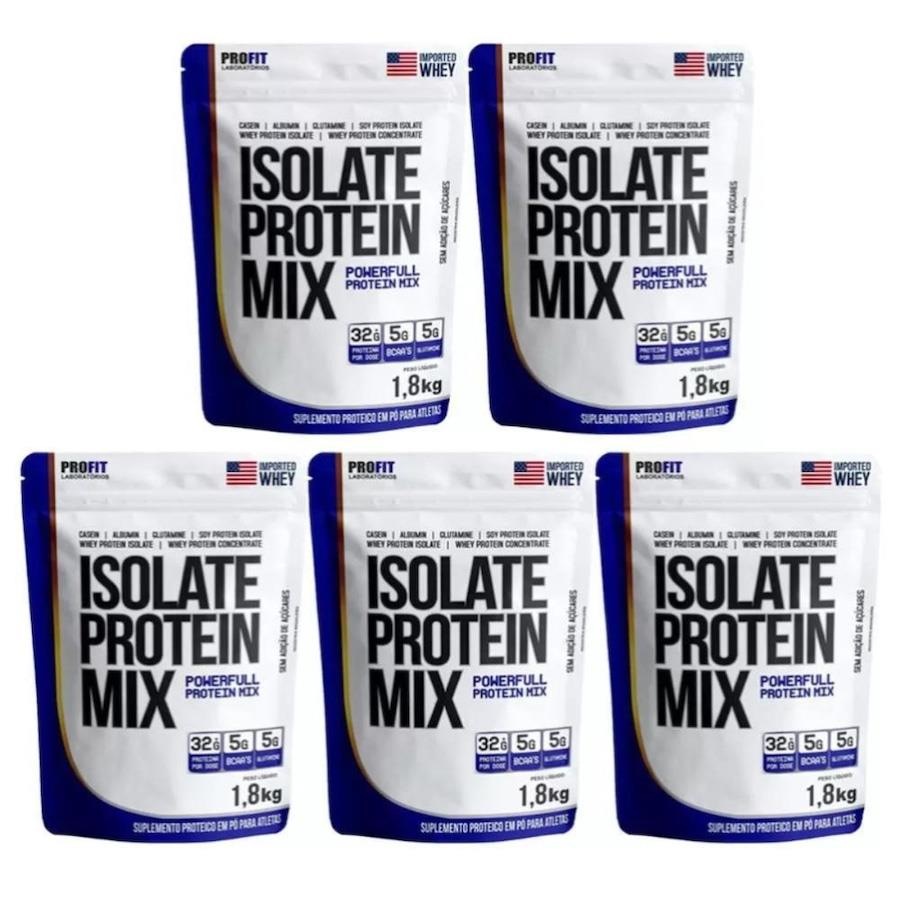 Kit Isolate Protein Mix Profit Morango Refil 900g 5 Unds Centauro