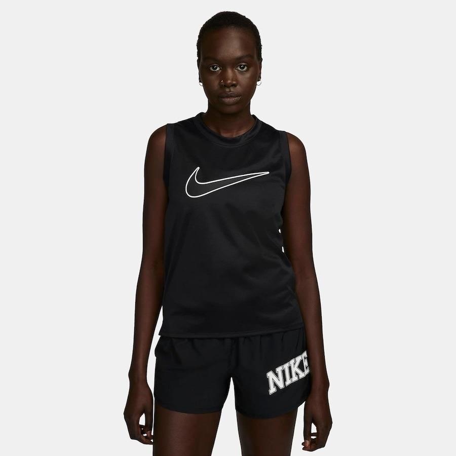Camiseta Nike Dri-FIT Swoosh Run Feminina Preto/Branco - NewSkull