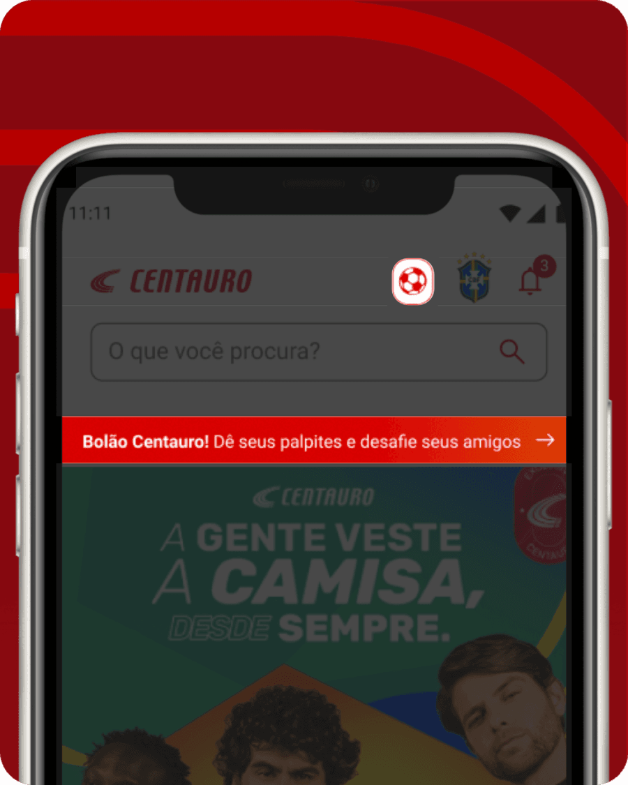 Acesse pelo icone de bola ou pelo banner da tela inicial do App